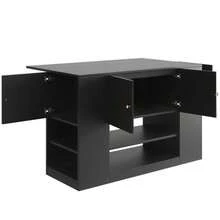 Modern Kitchen Island, Kitchen Cabinet, Buffet Cabinet, Kitchen Cabinet With Drawers And Shelves, Sideboard For Kitchen & Dining Room, Black - Black - View 9