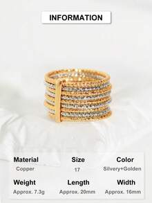 1 pièce Bague en cuivre plaqué or 14 carats, 9 cercles, épaisseur 0,025 μm - Or jaune - Voir 19