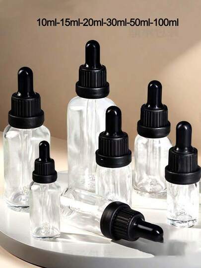 5毫升-100毫升透明滴管精油瓶，透明玻璃滴管瓶，带防篡改玻璃滴管，适用于DIY精油、芳香疗法、化妆品、实验室、药房、旅行和按摩，防漏，便携