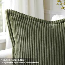 1pc Bohemian Style Decorative Pillow Cover, Corduroy Material, Suitable For Sofa/Couch/Living Room Throw Pillow - Olive Green - View 4