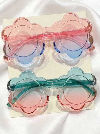 2 New Pieces Of Colorful One-Piece Cute Children's Glasses With Sunflower Decorations For Babies (Color And Style Are Random)