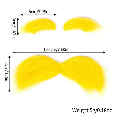 1 Set Funny Style Fake Mustache And Eyebrows, Unisex Self-Adhesive Fake Beard + Thick Eyebrows, Suitable For Theme Parties And Funny Occasions