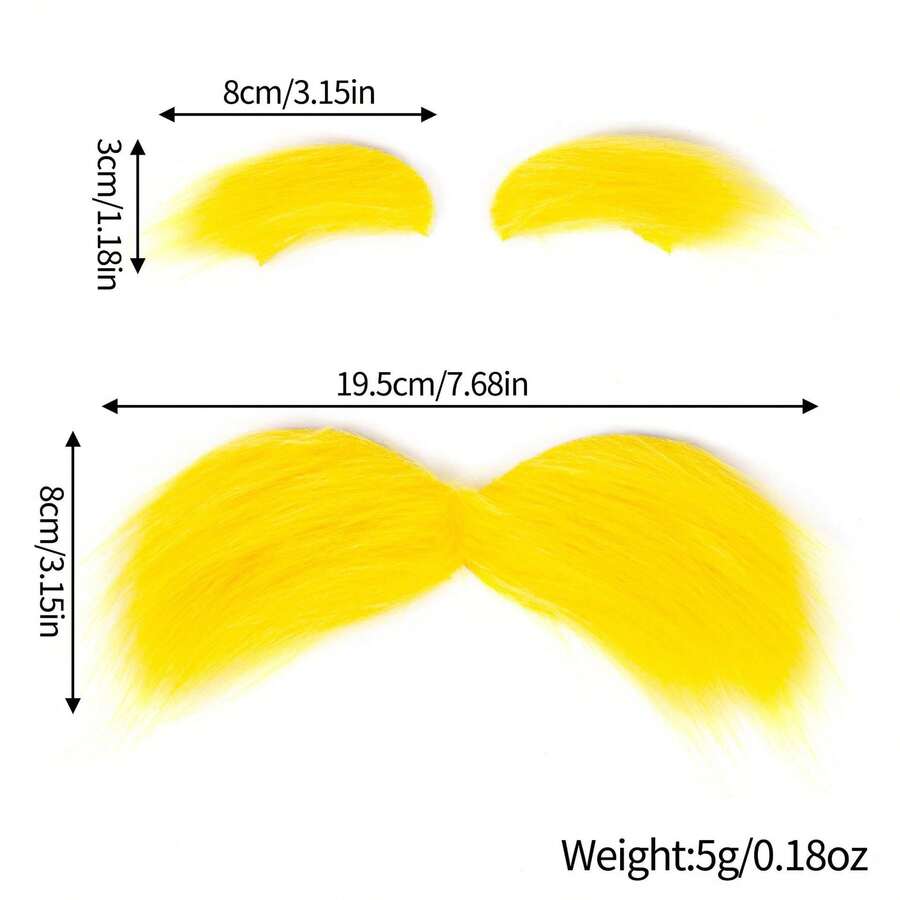 1 Set Funny Style Fake Mustache And Eyebrows, Unisex Self-Adhesive Fake Beard + Thick Eyebrows, Suitable For Theme Parties And Funny Occasions