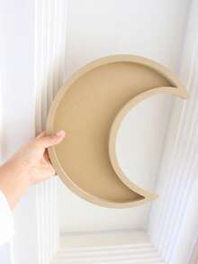 1pc - Ramadan Wood Tray Moon Wooden Star Tableware Eid Mubarak Party Serving Tableware For Breakfast Dinner Dessert Pastry Display Holder Decoration Ornament