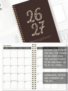 BUBU 1本2026-2027年周/月计划笔记本，螺旋装订，每日日程安排，学术预约记录本，适合家庭、学校和办公室使用，A5尺寸，返校季、办公用品、学习用品，送给女性的礼物，母亲节礼物 - 彩色 - 查看 5