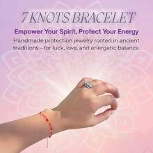Pulsera de cuerda roja – Pulsera de 7 nudos de protección de amuleto y mal de ojo. Hecho a mano ajustable. Cordón Rojo de Buena Suerte. Joyería impermeable. Regalo para hombres y mujeres, Una - 1 - Ver 2
