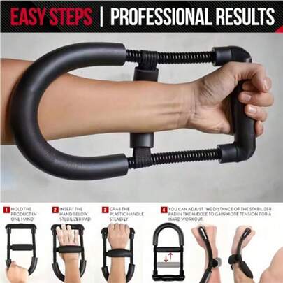 1pc Adjustable Wrist Strength Trainer, Iron Forearm Strengthener, Wrist Exerciser For Grip Strength Training, Suitable For Athletes, Musicians And Hand Function Recovery, Convenient For Home Workout, Non-Electric, Black