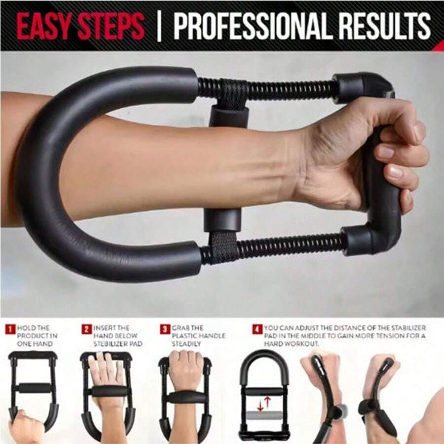 1件装可调节腕力训练器，铁质前臂强化器，腕部锻炼器，用于握力训练，适用于运动员、音乐家和手部功能恢复，方便居家锻炼，非电动，黑色 - 彩色 - 查看 1