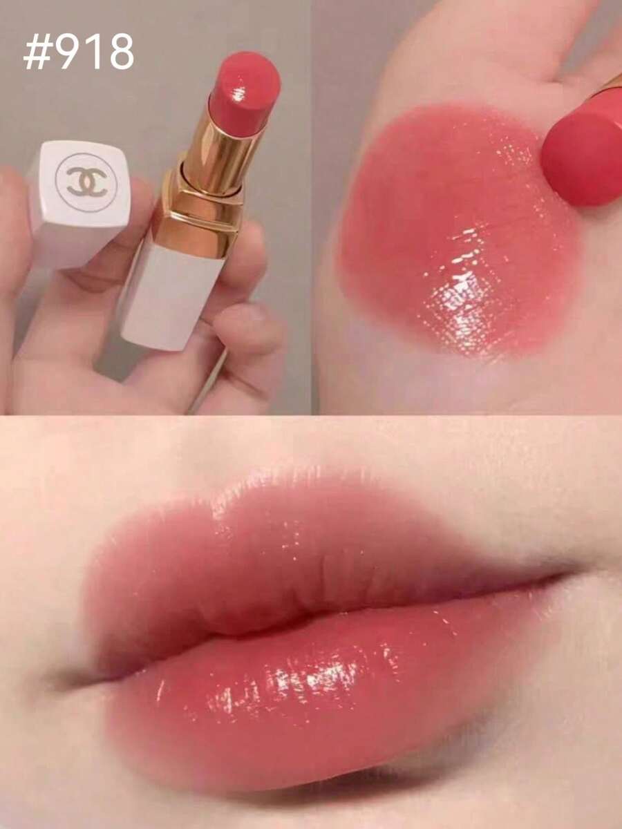 CHANEL Son môi #918, màu nude đào, chất kem mềm mịn, son mini, tiện dụng, màu kem đào, trang điểm môi, mỹ phẩm di động, kích thước du lịch, 1.5g/0.05oz, son môi làm sáng môi dùng hàng ngày, quà tặng cho bạn gái ngày Valentine, vật dụng cần thiết cho các bữa tiệc. - #918 Kem Đào Trắng - Xem 1