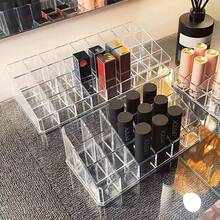 Suporte para batom em acrílico com 12/18/36 compartimentos, organizador para batons, porta-gloss e expositor de cosméticos. Ideal para gavetas, penteadeiras, banheiros e muito mais. - Claro - Ver 4
