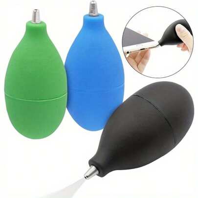 1个迷你气吹除器 - 小型橡胶喷嘴 - 多功能清洁工具，适用于电子和光学设备，除尘工具，时尚黑色设计，挤压球形气吹
