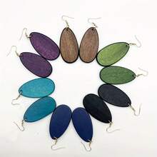 6 Pairs/Sets, Colorful Water Drop Pendant Earrings For Women, Vintage Elegant Style Wooden Jewelry, Autumn/Winter Women's Earrings, Women's Fashion Jewelry - Multicolor - View 8