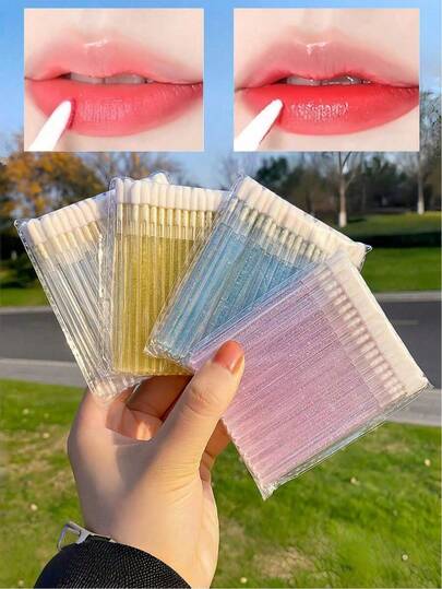 50pcs Disposable Lipstick And Lip Gloss Sticks, Travel Portable Lipstick Cleaning Sticks, Multi-Functional Beauty Cleaning Tools, Lipstick And Lipstick Applicators, Makeup Tools, Beauty Tools, High-Quality Beauty Tools, For Makeup And Personal Care, Multi-Functional Beauty Tools, Makeup Tools, Cleaning Tools, Household Cleaning Sticks, Cosmetics Necessities, Ear Cleaning, Outdoor Care Tool Accessories