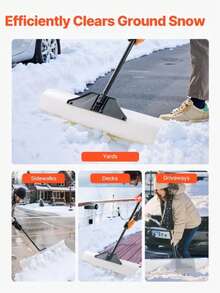 Snow Pusher Shovel, 36 In Outdoor Snowplow Shovel With Ergonomic Grip, HDPE Plastic Blade, Winter Shovels With Segmented Handle, Metal Edged Strip, Portable Snow Removal Tool For Driveway Garden - Black - View 5