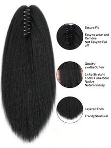 12-tums Yaki Claw Clip Hårförlängningar, Syntetiska Lockiga och Raka Hårförlängningar, Svart, Fluffig och Tjock Hästsvans, Lämplig För Kvinnor och Vardagsbruk. - Multifärgad - Visa 6