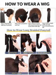 2pcs Purple Ponytail Hair Extensions, Synthetic Gold Braided Ponytail, Available In Multiple Colors, Suitable For Women - Multicolor - View 6