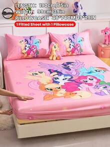 South Life MY LITTLE PONY 2/3件套小马宝莉印花床上用品套装，包含床笠、床垫套，柔软透气，多种尺寸可选，适用于单人床/双人床/大号双人床/特大号双人床，可机洗，卡通人物设计，温馨的房间装饰，精美礼品，通过OEKO-TEX认证 - 彩色 - 查看 16