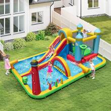 Lifezeal Inflatable Water Park With Ocean Balls Climbing Wall Ball Pit Toss Ring Toss Game - Multicolor - View 1