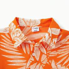 PatPat Family Hawaiian Matching Outfits Mommy And Me Outfits Caribbean Vacation Summer Tropical Halter Sundresses And Shirts - 橘色 - 查看 7