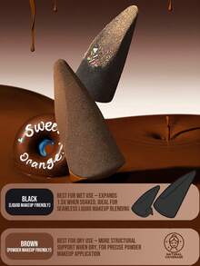 Set de 2 esponjas para maquillaje con forma cónica y angulada, sin látex, de doble cara, regalo económico de Navidad y relleno de calcetín, negro y marrón, regalos, viaje, cosas baratas, artículo de viaje esencial - Multicolor - Ver 3