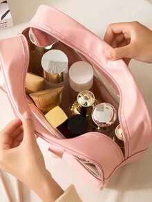 1pc Multi-Functional PVC Toiletry Bag, Transparent PVC Cosmetic Bag, Large Capacity Makeup Bag, DIY Letter Design Makeup Bag, Waterproof Travel Organizer Bag, Minimalist Letter Patch Travel Cosmetic Bag, Suitable For Cosmetics, Perfume, Beach, School, Bathroom, Festivals, Mother's Day, Christmas, Great Gift For Mom, Family, Friends - Multicolor - View 8