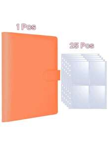 25 Packs 100 Pockets 6 Ring A5 Binder Sleeves, 2.5x3.5" Photocard Sleeves, Double-Sided 4 Pocket Page Protector, Ultra-Clear Trading Card Sleeve Sheets - Transparent - View 11