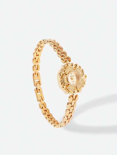 Opalesca 法式金色復古山茶花女表1只，精美優雅時尚女款防水石英手表，適合日常佩戴，派對和度假，裝飾您的手腕