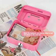 2025 Newest Upgraded Lockable Money Box Small - Piggy Bank - Coin Slot Mini Portable Coin Box. Easily Store Coins Without Opening The Box. The Lockable Cash Box Features A Personal Lock With Two Keys To Keep Your Valuables Secure. It's Ideal For Learning Money Management. Metal Money Box - Perfect For Storing Cash A Delightful Gift Set For Everyone Suitable For School, Home, Office, Employees, Sports, Storage, Farmers' Markets, Yard Available In Multiple Colors - 粉色 - 查看 10