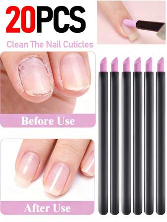 20pcs Professional Nail Art Tool Kit - Quartz & Ceramic Carving Polishing Tools, Includes 45 Degree Cuticle Pusher & Remover, Nail File, Foot File, Suitable For Gel & Natural Nails, Ideal For Back To School & Home Manicure & Pedicure