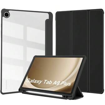Transparent akrylfodral i tre vikbara material för surfplattor, lämplig för Samsung Galaxy Tab S9/S10/S7/S6/S8/A11/A9/A8, minimalistisk och avslappnad stil