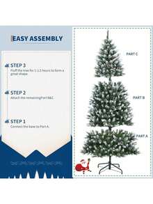 Árbol de Navidad artificial con luces y soporte resistente, árbol de Navidad artificial delgado flocado impermeable de 6 pies / 7.5 pies con ramas realistas, Decoraciones de Navidad de interior, Blanco cálido eficiente en la energía - 7,5 pies - Ver 4