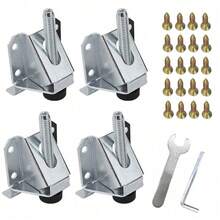 4x M10 Heavy Duty Levelling Height Adjustable Machine Furniture Feet W/ Lock Nut - Silver - View 1