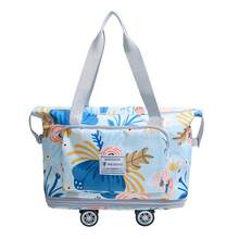 Bolsa de viaje on ruedas de gran capacidad y desmontable, bolsa de mano, mochila escolar. el asa son desmontables para un almacenamiento fácil. Unisex adecuado para viajes de negocios, viajes, escuela. Bolso y mochila de gran capacidad - Neblina azul - Ver 8