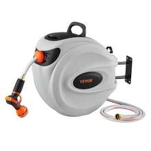 Retractable Hose Reel Water Hose Reel 100'x1/2" 180° Swivel Wall-Mounted,Garden Water Hose Reel With 9-Pattern Nozzle,Automatic Rewind, Lock At Any Length, With Slow Return System - Default - View 2