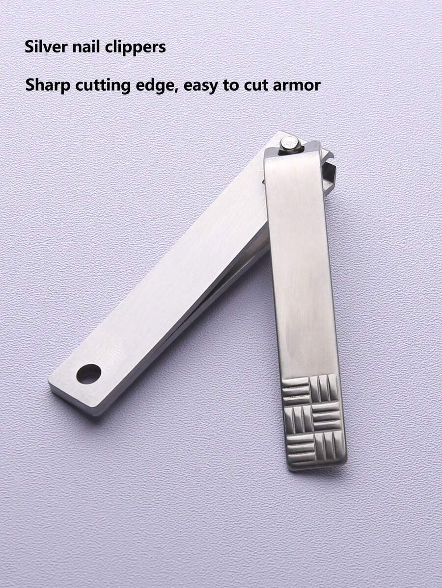 1pc/2pcs Stainless Steel Flat Nail Clipper, Large & Small Size, Suitable For Men And Women - Multicolor - View 1