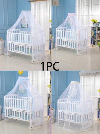 1 st vikbart heltäckande myggnät för barn, andningsbart polyestersängtak med lätt design, bärbart myggskydd för spjälsäng, resor