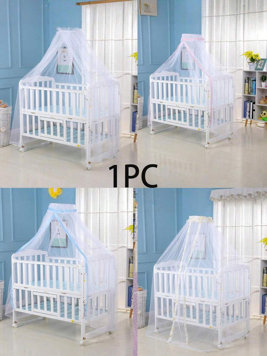 1件装可折叠全覆盖儿童蚊帐，透气涤纶床罩，轻便设计，便携式防蚊虫，适用于婴儿床旅行