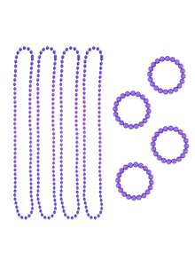 D EXCEED 1件/3件/6件/8件/9件/12件/24件/32件 1980年代复古霓虹派对街头嘻哈串珠项链手链蕾丝发带，适合70年代80年代服装化妆舞会派对万圣节服装配饰