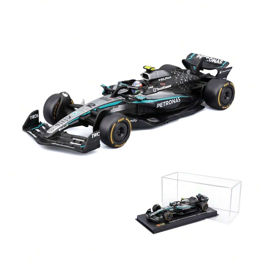 Burago 1:43 Scale Bragotto F1 Mercedes-AMG W16 2025 #12 Kimi Antonelli With Base And Display Case - #12 W16 W/Helmet - View 1