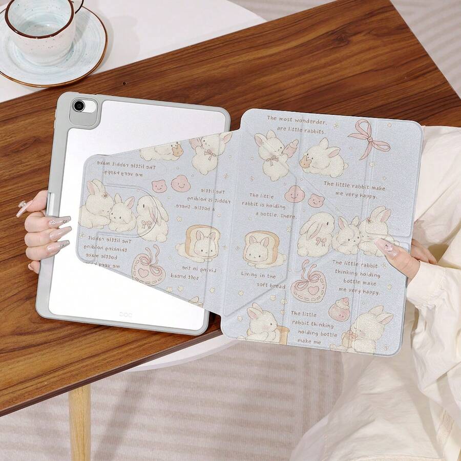 360°旋转iPad保护壳，Y型折叠支架，高清UV印刷，兼容iPad 11（2025款）、iPad Air 11/13（2025款M3）、iPad Air（M2）11/13英寸、iPad Air 4/5/6 10.9英寸、iPad Pro 11英寸、iPad Pro 12.9英寸、iPad 10.2英寸、iPad第九/十代及其他多种型号，保护套设计，支持多角度调节，六向支架摆放，内置笔槽，透明后盖，防摔保护，自动唤醒/睡眠功能 - 彩色 - 查看 1