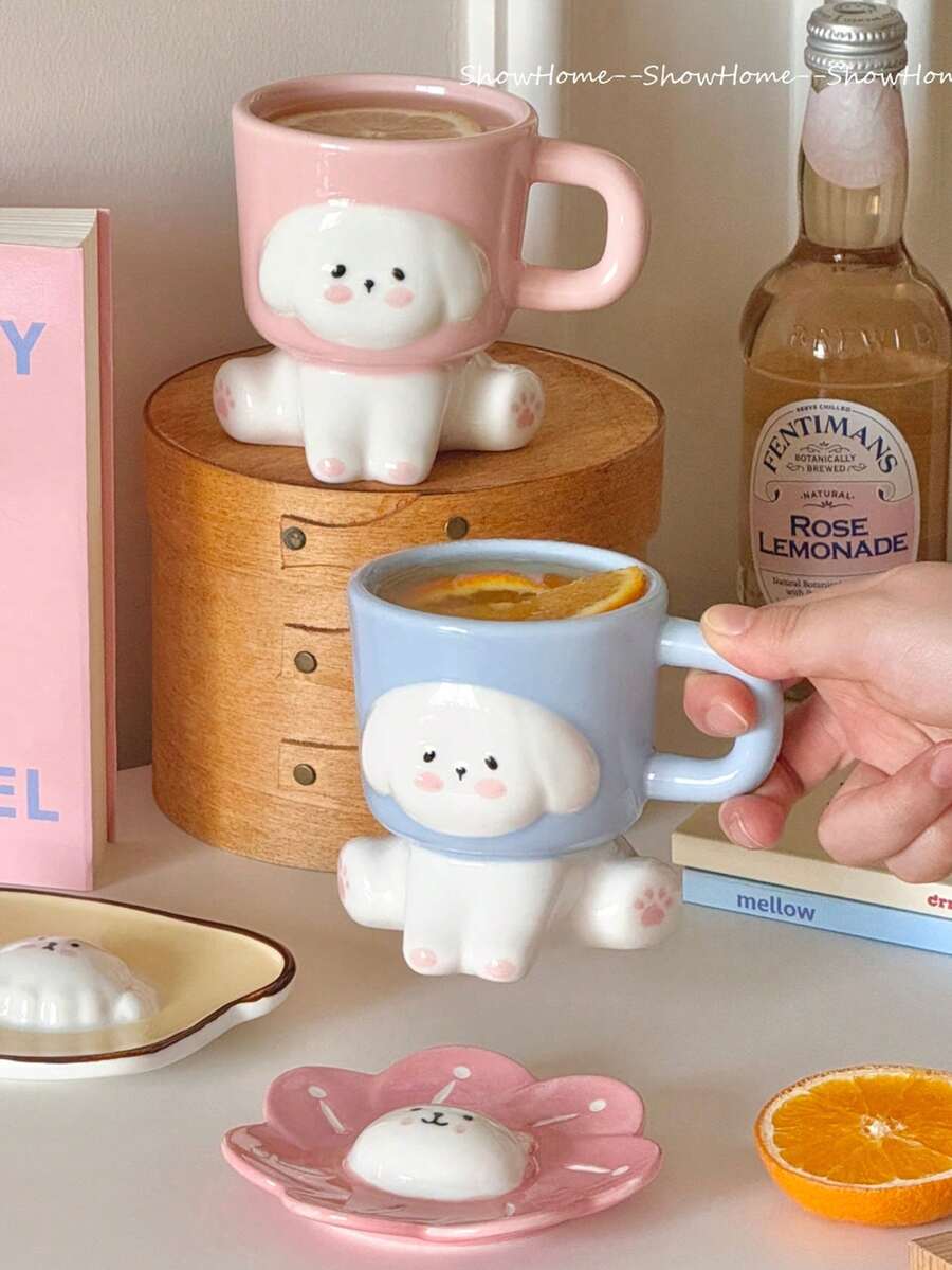 1 chiếc cốc sứ hình cún con dễ thương, cốc cà phê nhỏ xinh với hình cún con đang ngồi, dung tích nhỏ, thích hợp để trang trí nhà cửa, dùng làm cốc pha cà phê nghệ thuật tại nhà hàng, quán cà phê, quà tặng, trang trí ngày lễ, cốc đôi.