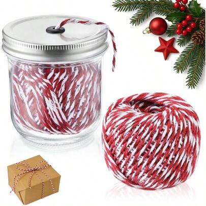 2 Rolls Cong Ne 434 Ft 2mm Red And W Butcers Ne Wit A Mason Jar T Type Plug Ken St  Ken Cong Ing Gt Wrap DIY Festive Oliday