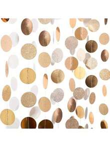 1/2/3 Sets Of Birthday/Wedding Party Decorations, Mirror Rose Gold Circular Flower Banners, Wedding Room Decoration, Five Pointed Star Paper Flower Hanging Decorations, Wedding Room Decoration Circular Paper Stickers, FOR Hanging Decorations, House Decoration, Background Decoration, Home Decoration, Room Scenes, Parties, Wedding Venues, Family Activities, Graduation Ceremonies - Champagne - View 7