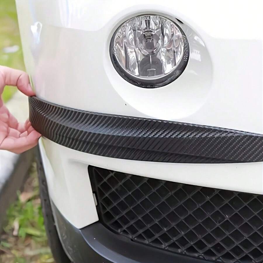 Universal Carbon Fiber Rubber Bumper Protector, Applicable To Front And Rear Bumper Corners, Anti-Scratch And Impact Protection Accessory, Easy To Install, Enhance Driving Safety, Modern Car Exterior Protection Kit - One Size - View 1