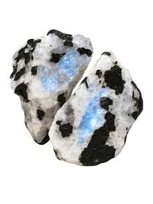 QYDCX Amazing Gemstone Rainbow Moonstone - Raw Crystals And Healing Stones, Natural Rocks For Tumbling - DIY Raw Stones And Crystals - Black, White, Blue Moonlight - View 2