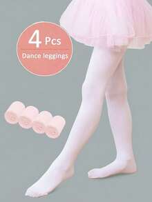 4 Pairs Pink Children's Dance Tights, Low-Cut, Suitable For Teens/Kids/Toddlers (0-16 Years), Girls Tights, Children Tights, Dance Socks - Multicolor - View 6