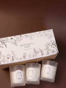 3pcs/Box, 1pc Creative Sand Cup Candle Box, Scented Candles Made Of Natural Soy Wax, Multiple Fragrance Options. Pure Natural Plant-Based Fragrance, Floral & Fruity Scent, Suitable As Gifts For Girlfriend, Mother's Day, Girls, Valentine's Day - White - View 3