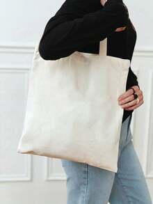 10/5/1pc Canvas Tote Bag, Women Shoulder Bag For Decoration And DIY Craft, Convenient Travel Storage Bag, Solid Color Large Capacity Travel Bag, Suitable For Students, Back To School And Teachers