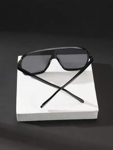 1 PC Men's Large Shield-Shaped Frame Sports Glasses Large-Frame Glasses, Make A Statement Protection For Outdoor Sports Cycling With Glasses Box - Multicolor - View 6