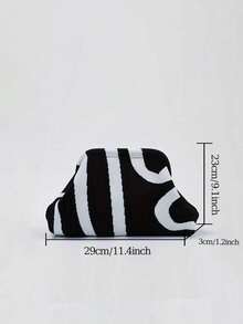 BAILEE Fashionable Retro Striped Colorblock Women's Clutch Bag, Zipper Closure, Suitable For Matching With Various Outfits, Perfect Gift Choice - Black and White - View 12